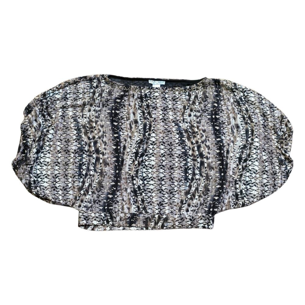 Vintage Alberto Makali Casual Glam Chic Chevron Cutout Knit Short Bat Wing Small